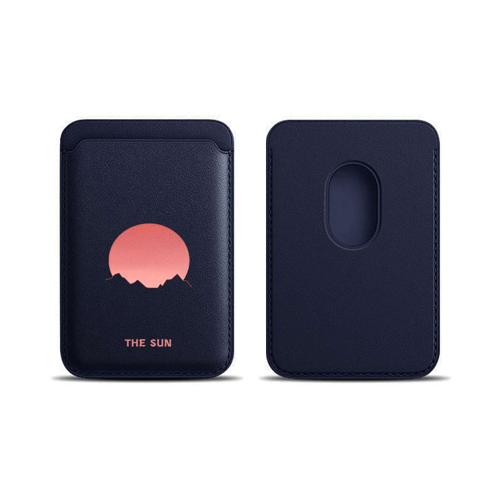 Leather Wallet Card Holder Phone Cover - Simple Sunrise Leather Card Wallet Cover