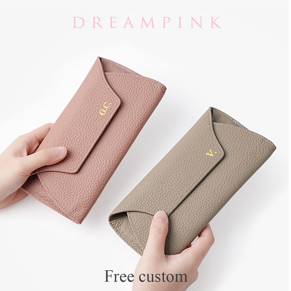 Leather Wallet Card Holder Phone Cover - Persoanlized Letters Women Long Clutch Wallet