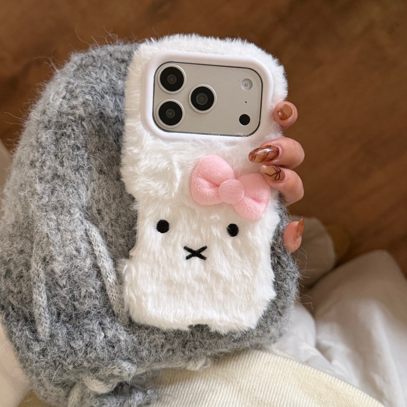 Cute cartoon White Fluffy fur  - đánh giá và giá Cute Cartoon Wrist Strap Silicone Case