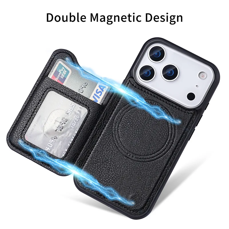 For Magsafe Magnetic Leather W - đánh giá và giá Leather Wallet Card Holder Phone Cover