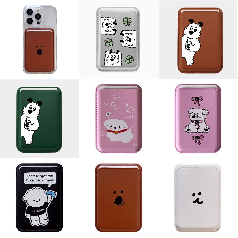 Cute Dog Cartoon Magnetic Phon - đánh giá và giá Leather Wallet Card Holder Phone Cover
