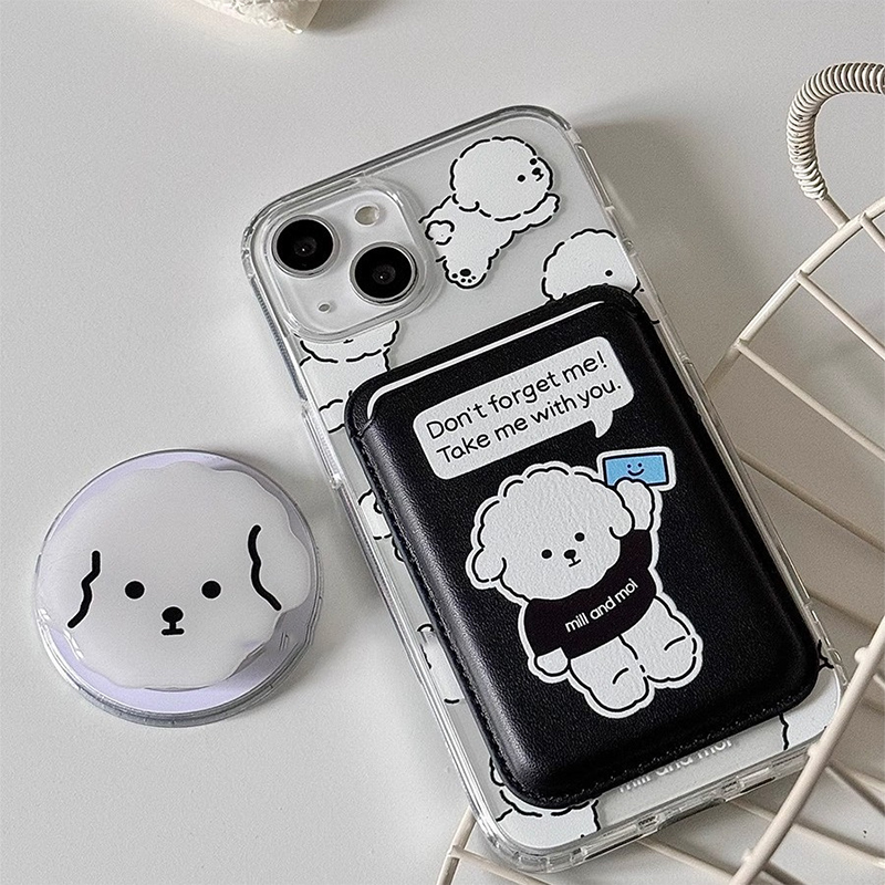 Cute Dog Cartoon Magnetic Phon - đánh giá và giá Leather Wallet Card Holder Phone Cover
