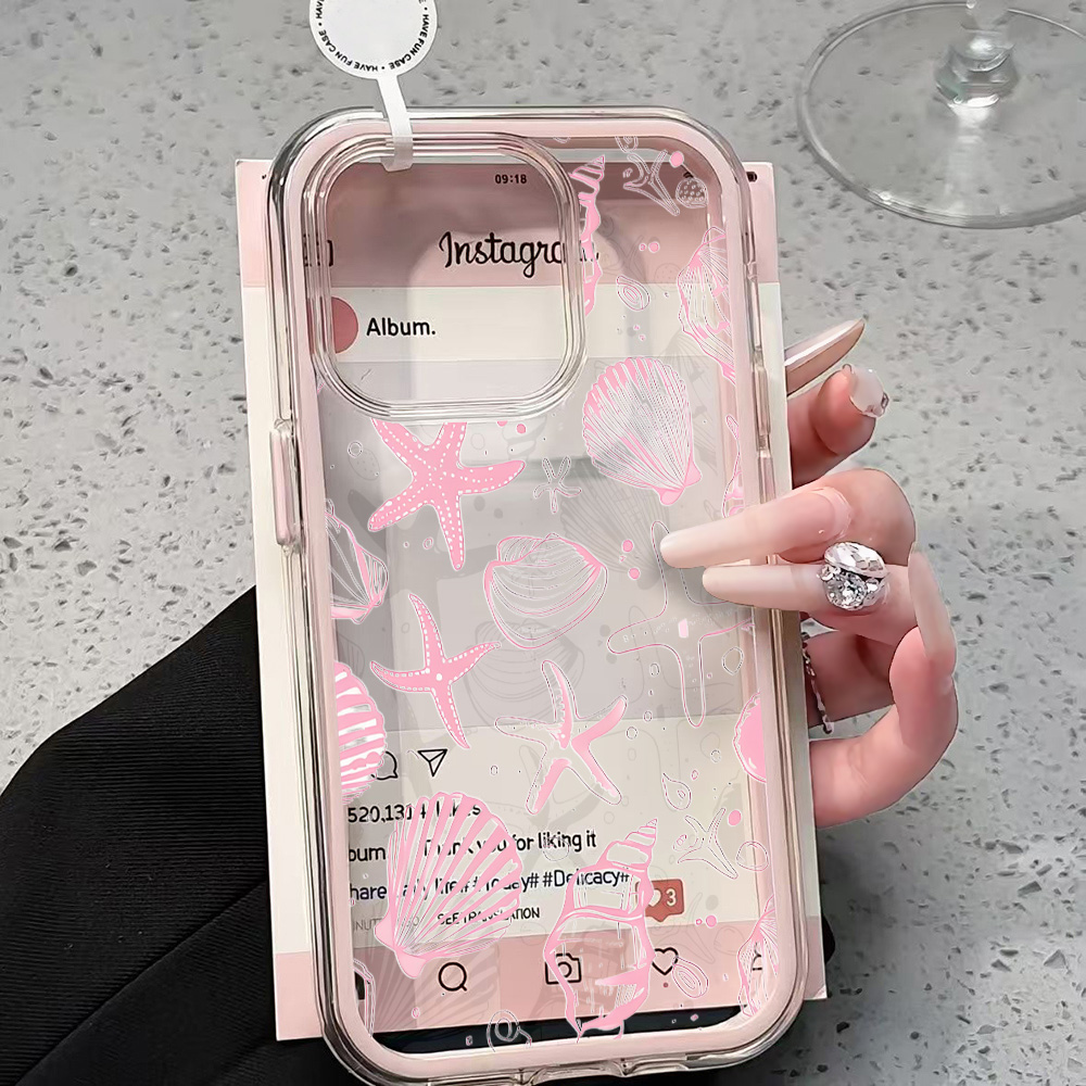 Summer Pink Seashell Clear Pho - đánh giá và giá Clear Shockproof Bumper Case