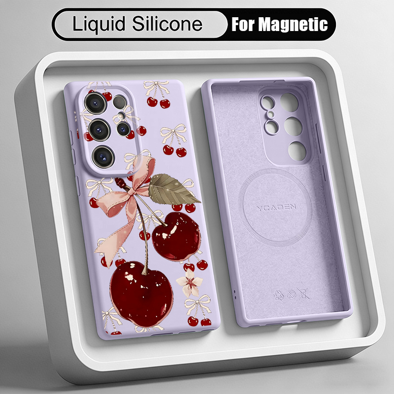 Cherry Pattern Liquid Silicone - đánh giá và giá Liquid Silicone Magnetic Phone Case