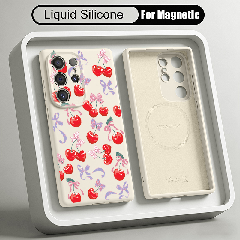 Cherry Pattern Liquid Silicone - đánh giá và giá Liquid Silicone Magnetic Phone Case