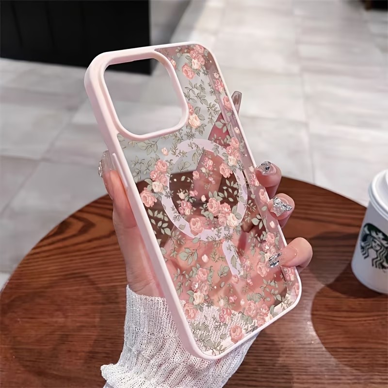 Pink Tiny Rose Clear Magnetic  - đánh giá và giá Clear Shockproof Bumper Case