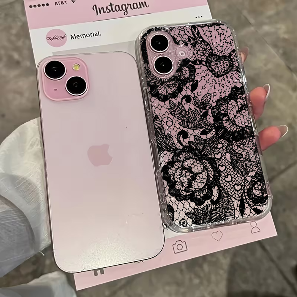 Lace Flowers INS Clear Phone C - đánh giá và giá Clear Shockproof Bumper Case